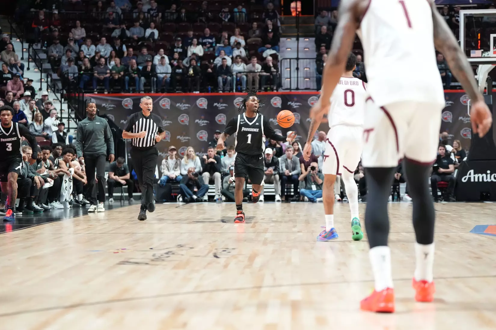 Jason Edwards brings up the ball against Virginia Tech at Mohegan Sun on Nov. 8. 