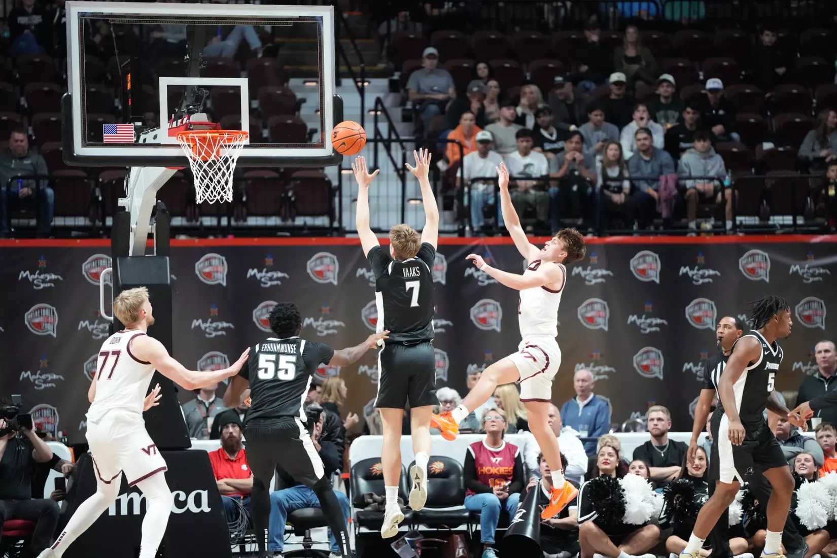 Stefan Vaaks attempts a block against Virginia Tech at Mohegan Sun on Nov. 8. 