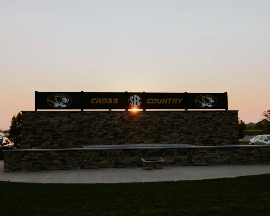 The sunrise overlooks the Gans Creek Cross Country Course the morning of the 2024 Mizzou XC Opener.