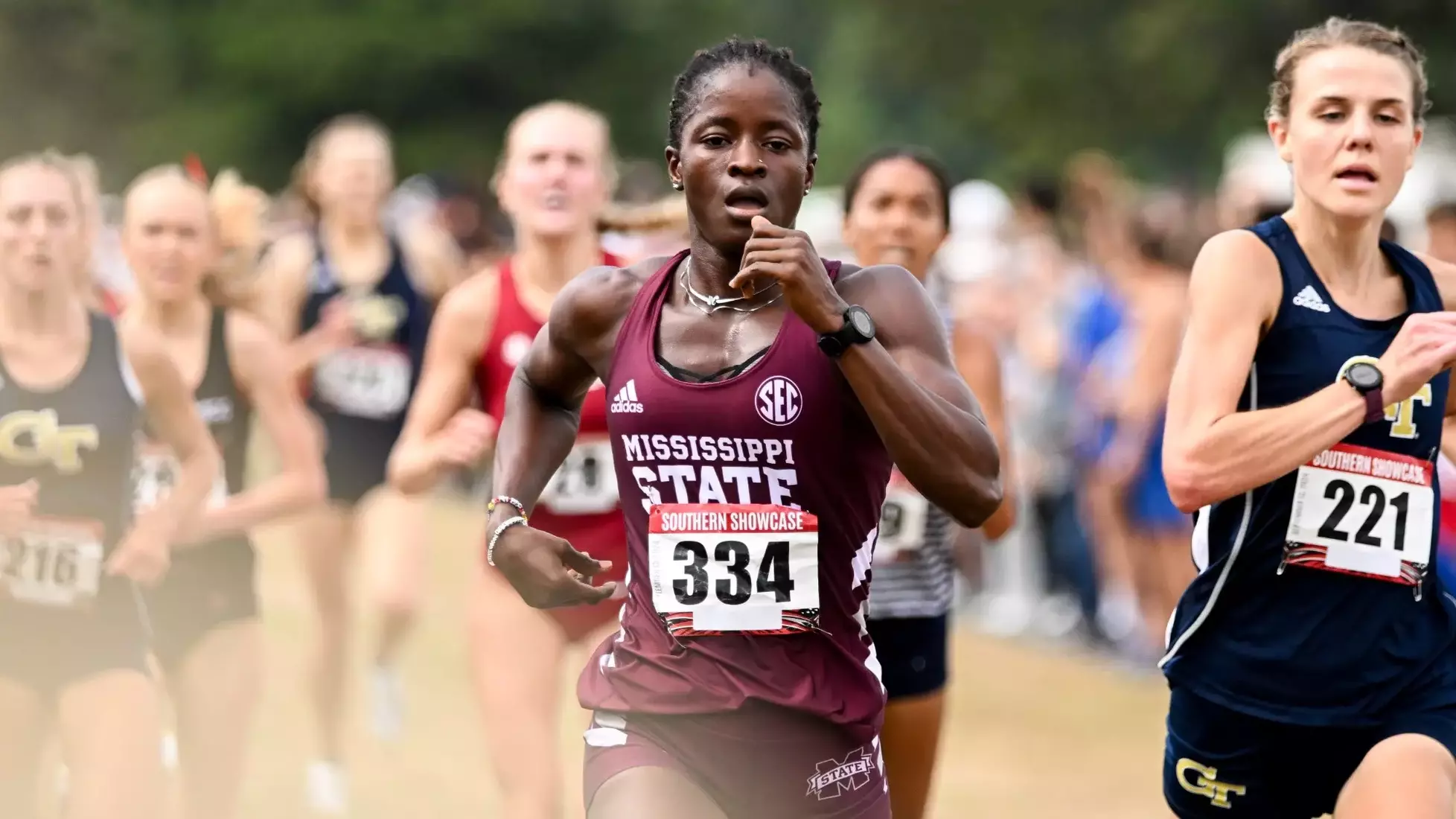 HUNTSVILLE, AL - September 13, 2024 - Mississippi State Middle Distance Runner Ramat Jimoh during the Southern Showcase at the John Hunt Cross Country Park in Huntsville, AL. Photo By Reily Rogers