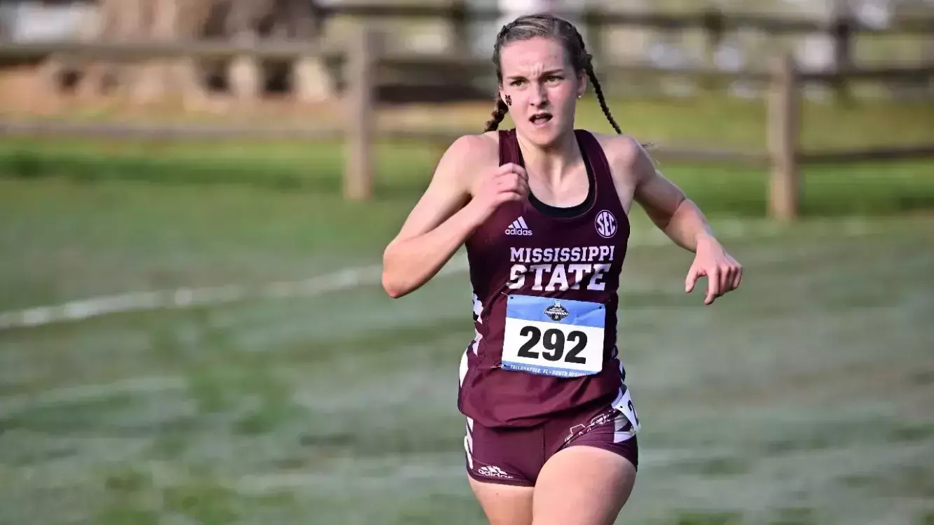 TALLAHASSEE, FL - November 15, 2024 - Mississippi State Distance Runner Morgan Grace Sheffield during the NCAA South Regional at the Apalachee Regional Park in Tallahassee, FL. Photo By Larry Novey