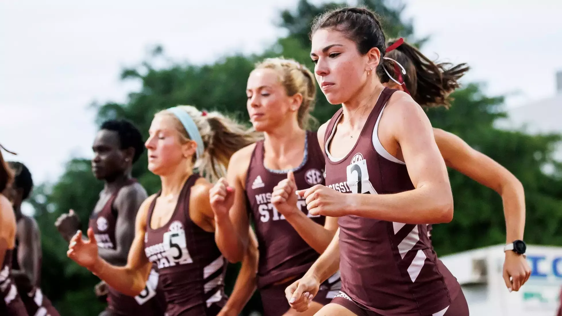 STARKVILLE, MS - May 02, 2025 - Mississippi State Distance Runner Madelyn Keating during the Maroon and White Tune Up at the Mike Sanders Track Complex in Starkville, MS. Photo By Hallie Walker