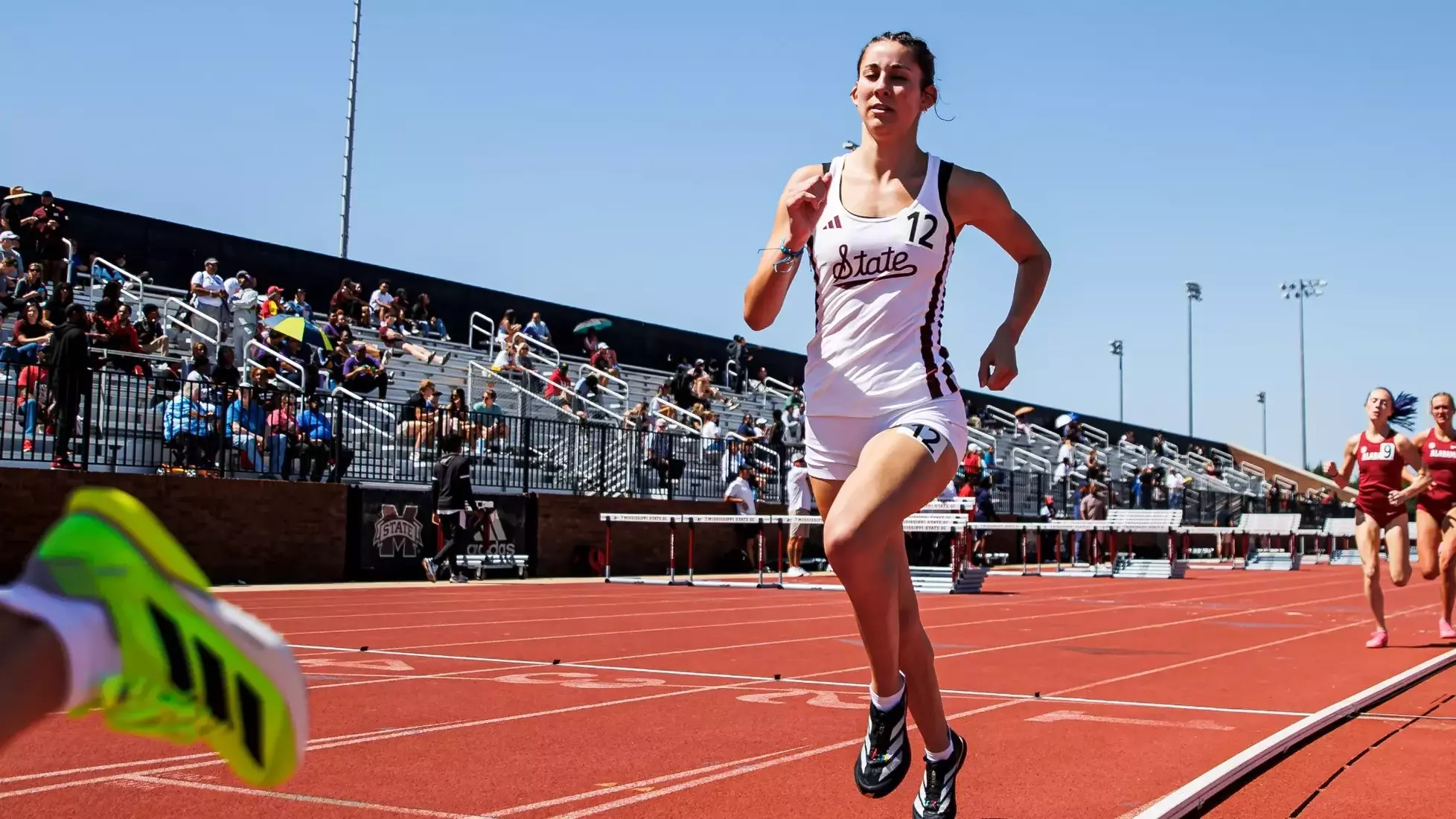 STARKVILLE, MS - March 22, 2025 - Mississippi State Distance Runner Trinity Holland during the Alumni Bulldog Relays at the Mike Sanders Track Complex in Starkville, MS. Photo By Mike Mattina