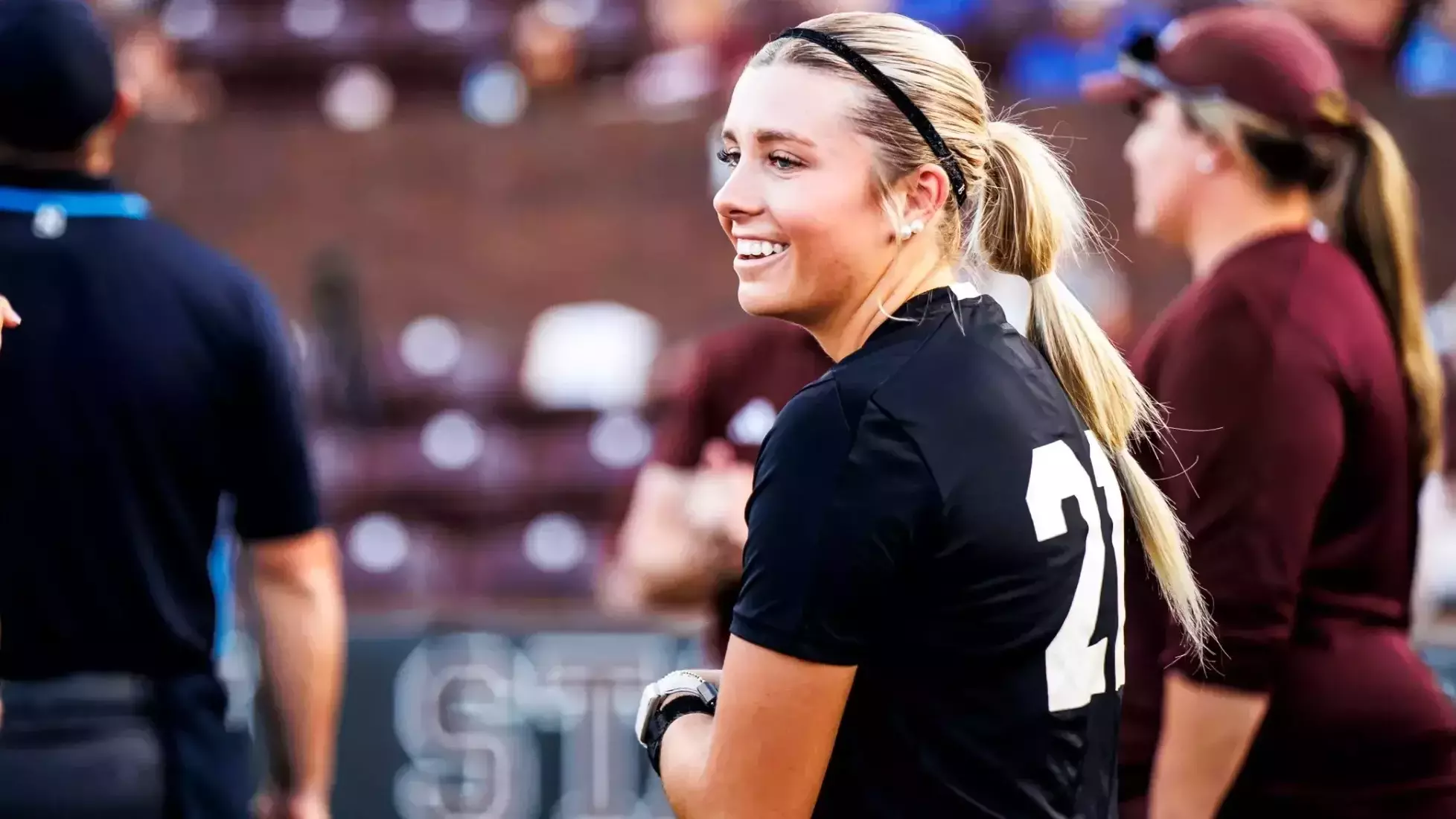 STARKVILLE, MS - October 02, 2025 - Mississippi State Pitcher Brinkley Moreton (#21) during the game between the Copiah-Lincoln Community College Wolves and the Mississippi State Bulldogs at Nusz Park in Starkville, MS. Photo By Ivy Rose Ball
