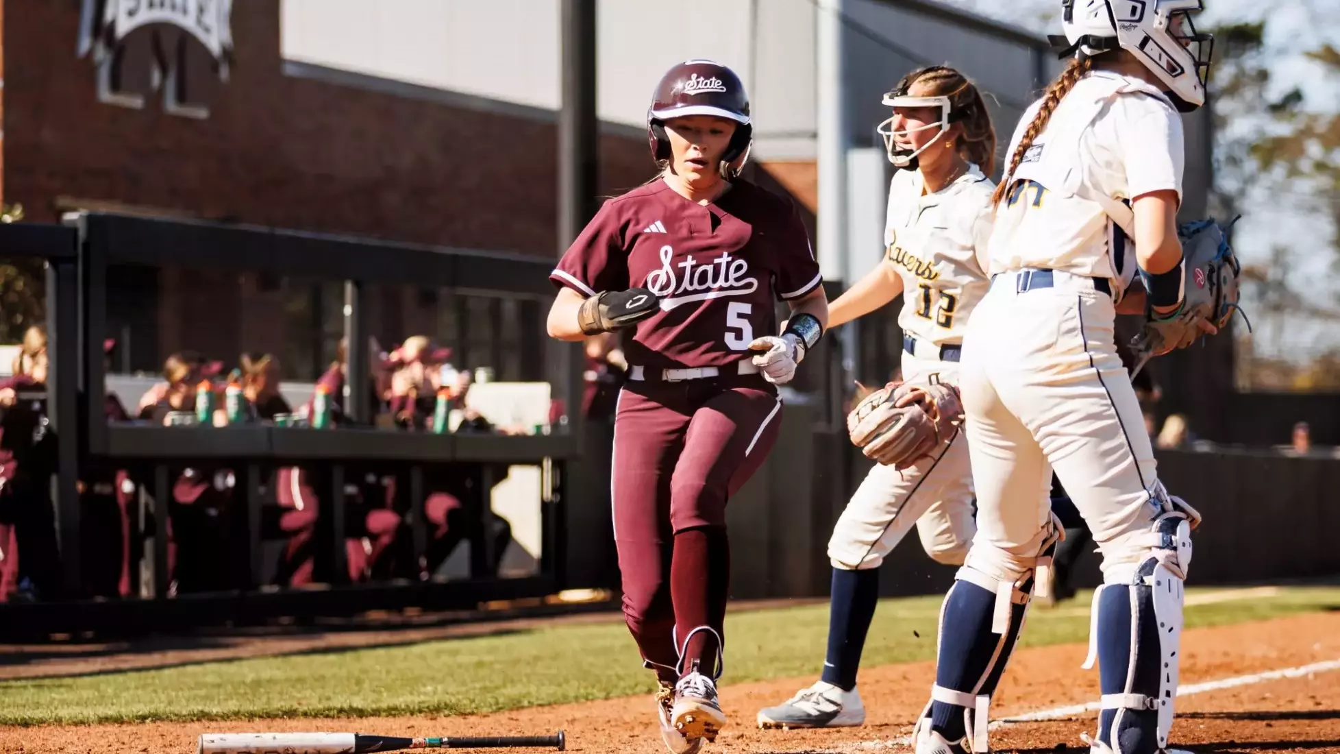 STARKVILLE, MS - February 13, 2026 - Mississippi State Utility Player Ally Supan (#5) during the game between the Murray State and Mississippi State at Nusz Park in Starkville, MS. Photo By Hallie Walker