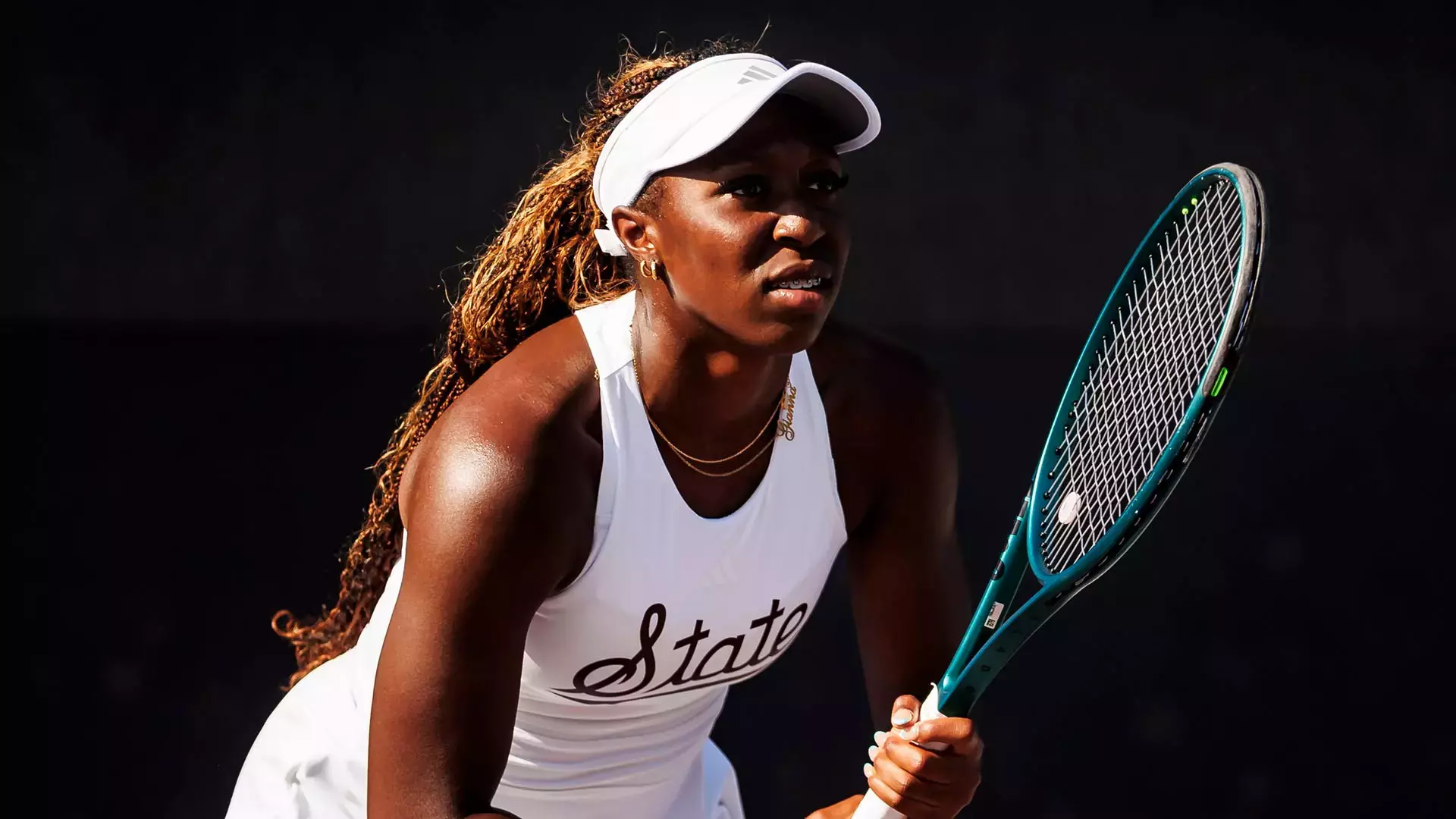 STARKVILLE, MS - March 19, 2026 - Mississippi State's Gianna Oboniye during the match between the Oklahoma Sooners and the Mississippi State Bulldogs at the AJ Pitts Tennis Centre in Starkville, MS. Photo By Hallie Walker