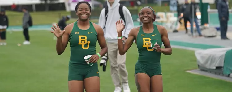 Michaela Francois and Kayla Hunt after going 1-2 in 100 at 2024 MJ