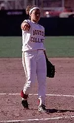 Junior Mary Dietz tied<br>a school record with 15<br>strikeouts versus Boston University.