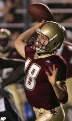 Paul Peterson unloads a pass during the second half.