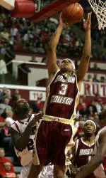 Jared Dudley takes a shot in front of Rutgers' Byron Joynes.