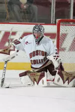 Goalie Molly Schaus stopped 14 shots in the third period against St. Lawrence.