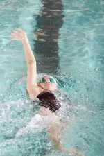 Junior Tanya Suryoutomo earned a win for the Eagles in the 50 SC meter backstroke