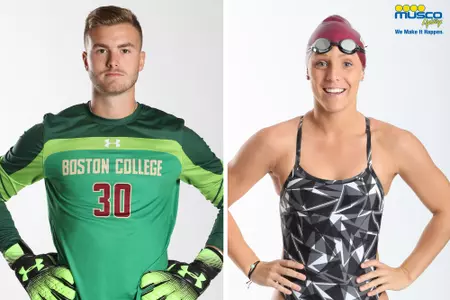 Christian Garner poses with his hands on his hips (left) and Maura Grimes poses with her hands on her hips (left).