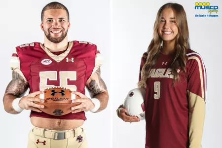 Isaiah McDuffie (left) and Jill Strockis (right) pose for Eagle of the Week.