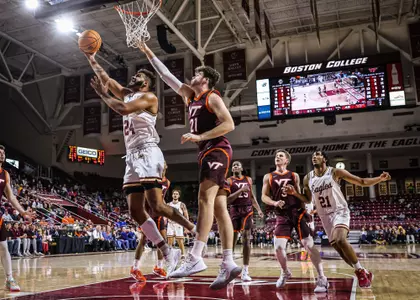 CJ Penha scores in the first matchup between Boston College and Virginia Tech