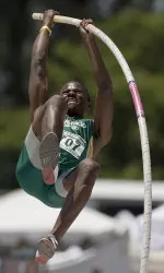 Kevin Johnson Pole Vaults at the NCAA Championship.