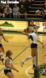 Tessa Nelson led with 15 kills and a .500 attack percentage.
