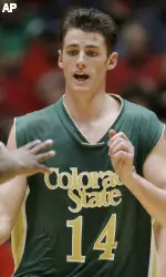 Jason Smith (14) is congratulated by Tyler Smith after Jason Smith scored in the second half. (AP Photo/Jake Schoellkopf)
