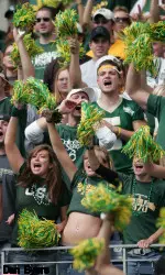 CSU students celebrate last season's 14-10 victory in the Qwest Rocky Mountain Showdown