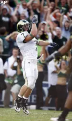 John Mosure celebrates his second touchdown during the first half.
