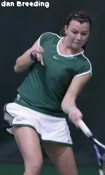 Lauren Mulhern, pictured Sunday against Montana, clinched the CSU victory at the No. 5 singles position