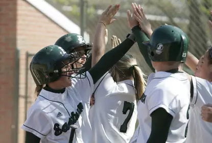 Softball Downs Buffalo in 8-6 Come-From-Behind Slugfest Image