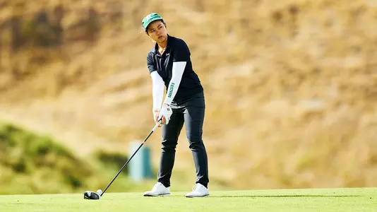 Baiyok Sukterm lines up her drive at the Leadership & Golf Invitational