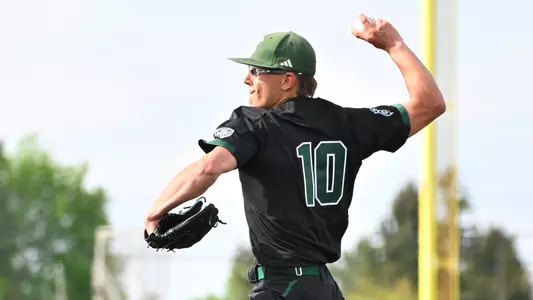 Nick Keane pitches at home in the 2025 baseball season
