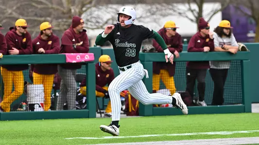 Ty Stecko running down the third base line at home against Central Michigan in the 2026 season