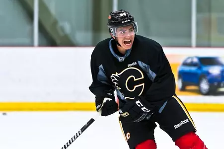 John Gilmour is pictured at Calgary's 2014 NHL Development Camp (Courtesy of  Flames.NHL.com)