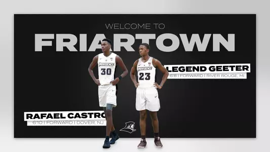 Men's Basketball Class of 2025. Incoming freshmen Rafael Castro and Legend Geeter.