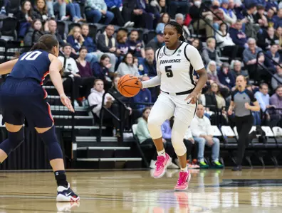 Janai Crooms looks to score against No. 5/4 UConn on Wednesday, Feb. 1 at Alumni Hall