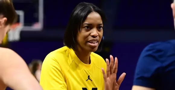 Erin Batth - pictured while coaching at Michigan - named Providence women's basketball coach