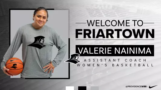 Valerie Nainima graphic to announce her hire as assistant coach of women's basketball program