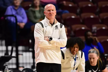 Jim Crowley coaches his Providence at the 2023 BIG EAST Tournament at Mohegan Sun.