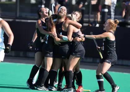 Field Hockey Celebration Photo after Lisa McNamara scored a goal in the third quarter vs. Bryant