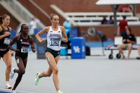 Kimberley May winning her heat at NCAA Prelims in 1,500 Meters