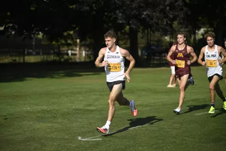 Cross Country athlete Ryan LoCicero running at the Lakefront Invitational for Providence. 