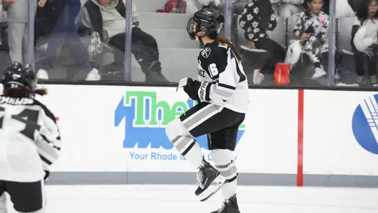 Women's ice hockey player Reichen Kirchmair celebrating a goal