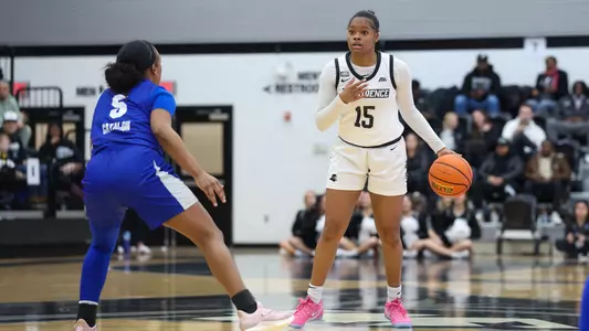 MacKayla Scarlett with the ball against Seton Hall on February 16, 2025