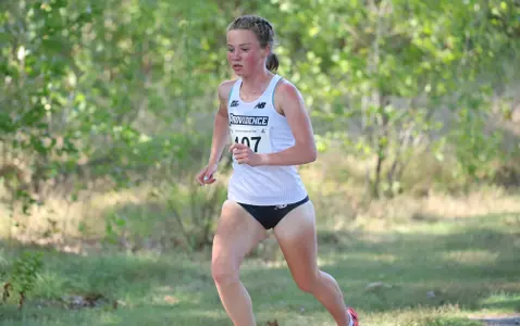 Niamh O'Mahoney running at the Friar invitational Cross Country meet on September 5th, 2025