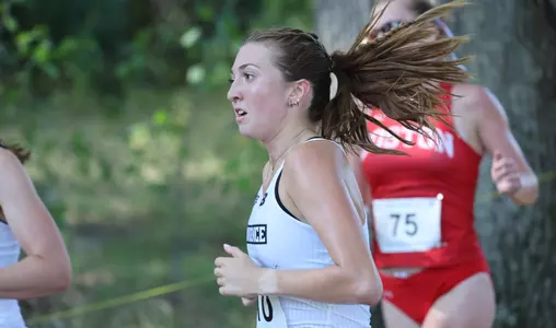 Lucia West running at the Friar invitational Cross Country meet on September 5th, 2025