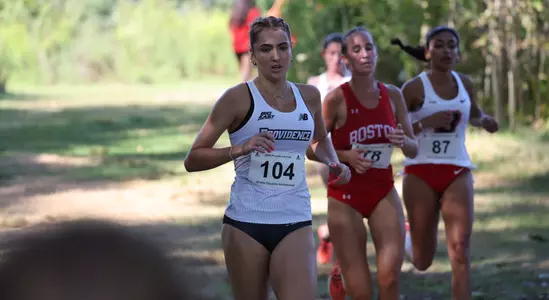 Kiera Hall running at the Friar invitational Cross Country meet on September 5th, 2025