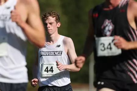 Liam McCay running during a 2025 cross country meet. 