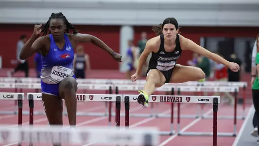 Maya Bergamesca hurdling at Harvard Beantown Challenge