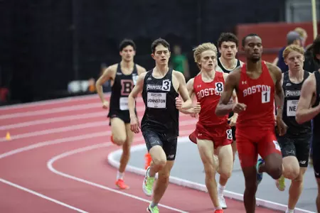 Will Johnston running on the track at the Harvard Beantown Challenge
