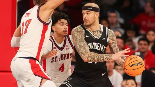 Duncan Powell in the post at Madison Square Garden at St. John's. 