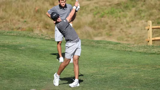 Men's golf player Callan Fahey hitting a tee shot