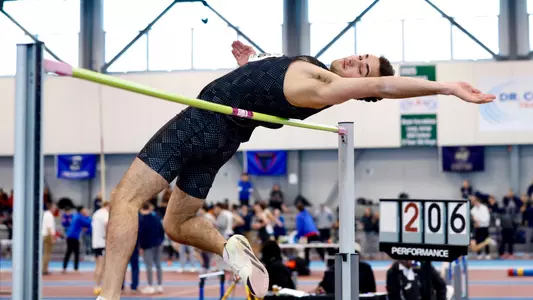 Jon Mignacca high jumping at Big East Championships