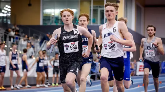 Oliver Neate running the relay at 2026 Big East Indoor Track Championships